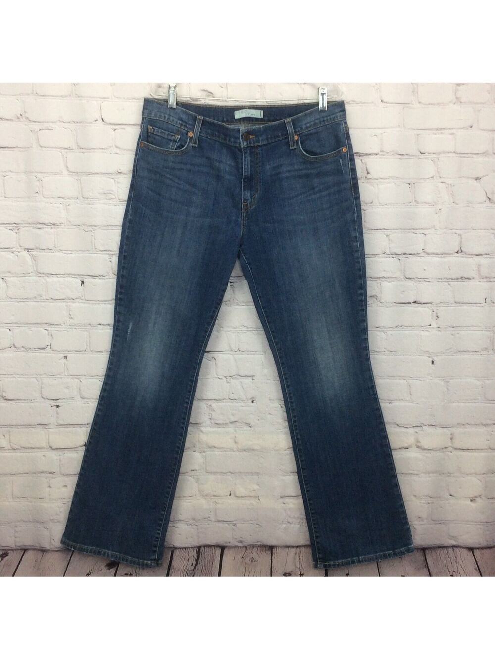 Levi's 515 Jeans Women’s Sz 14 Boot Cut Mid Rise Med Wash Distressed Flap Pocket